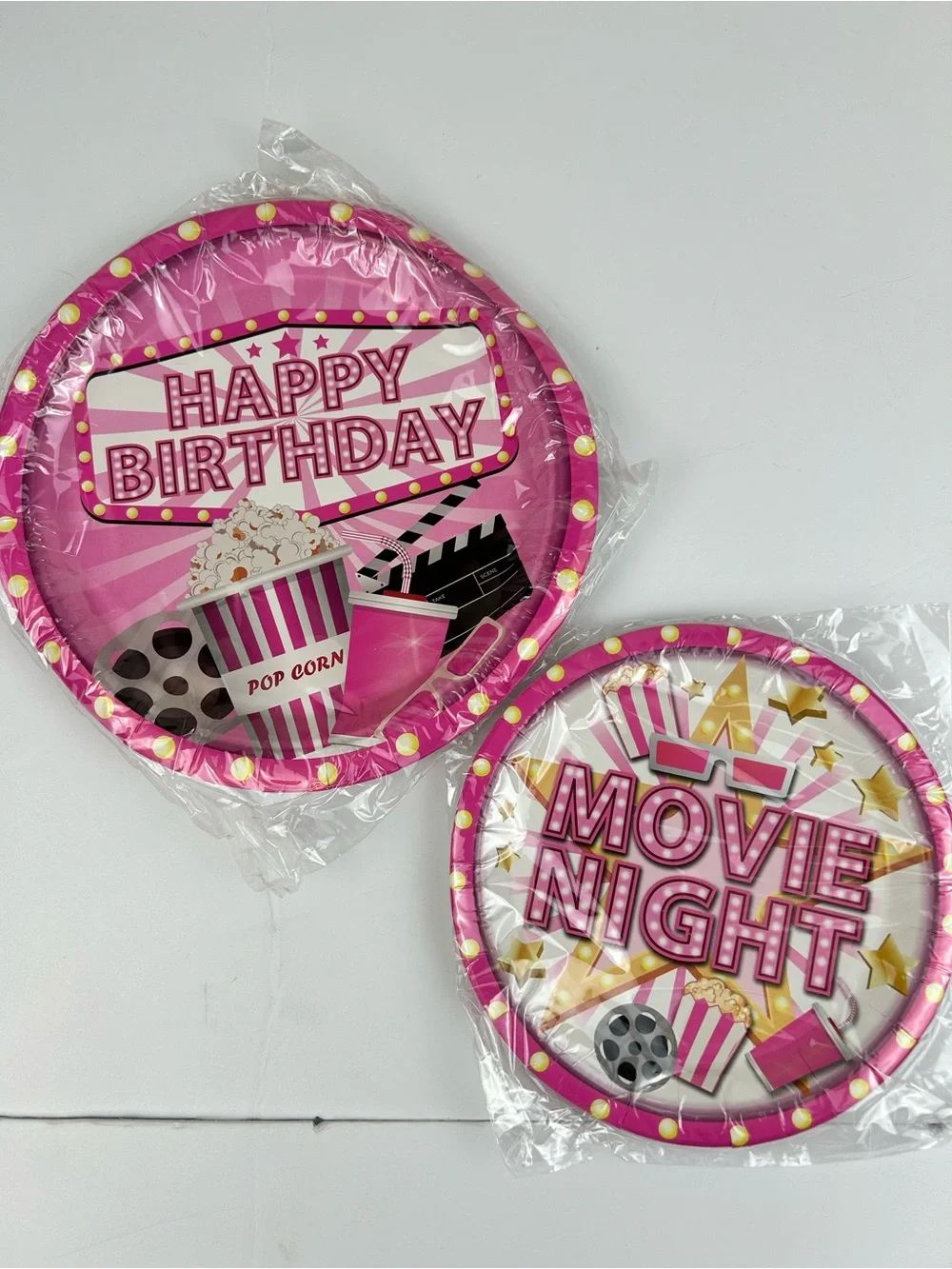 Movie Night Birthday Party Supplies Pink 78 Pc Tableware Decor Set cinema senior